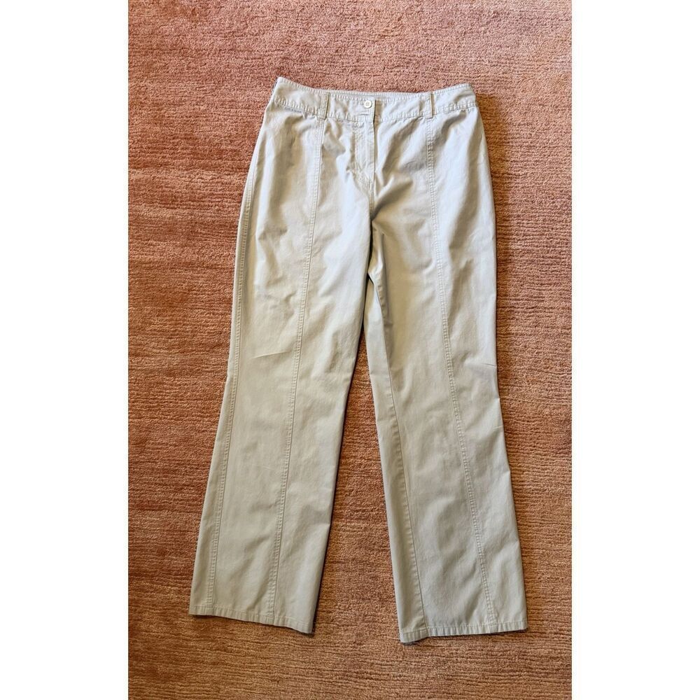 Valerie Stevens casual womens cotton pants khaki beige straight leg size 10